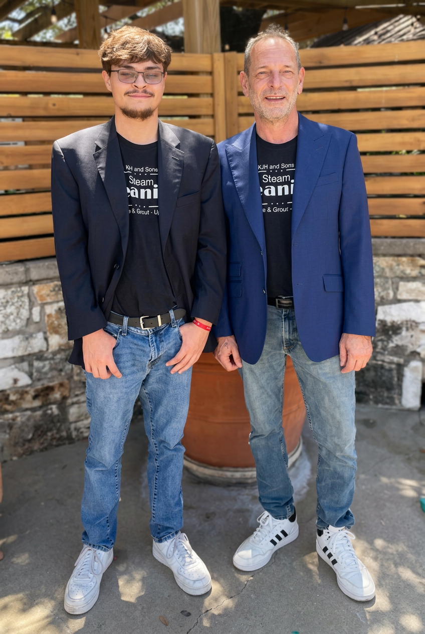 Rob Heri and his son Paxon, owners of RJH and Sons Steam Cleaning