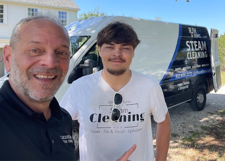 Rob and Paxon, the father and son team behind RJH & Sons Steam Cleaning